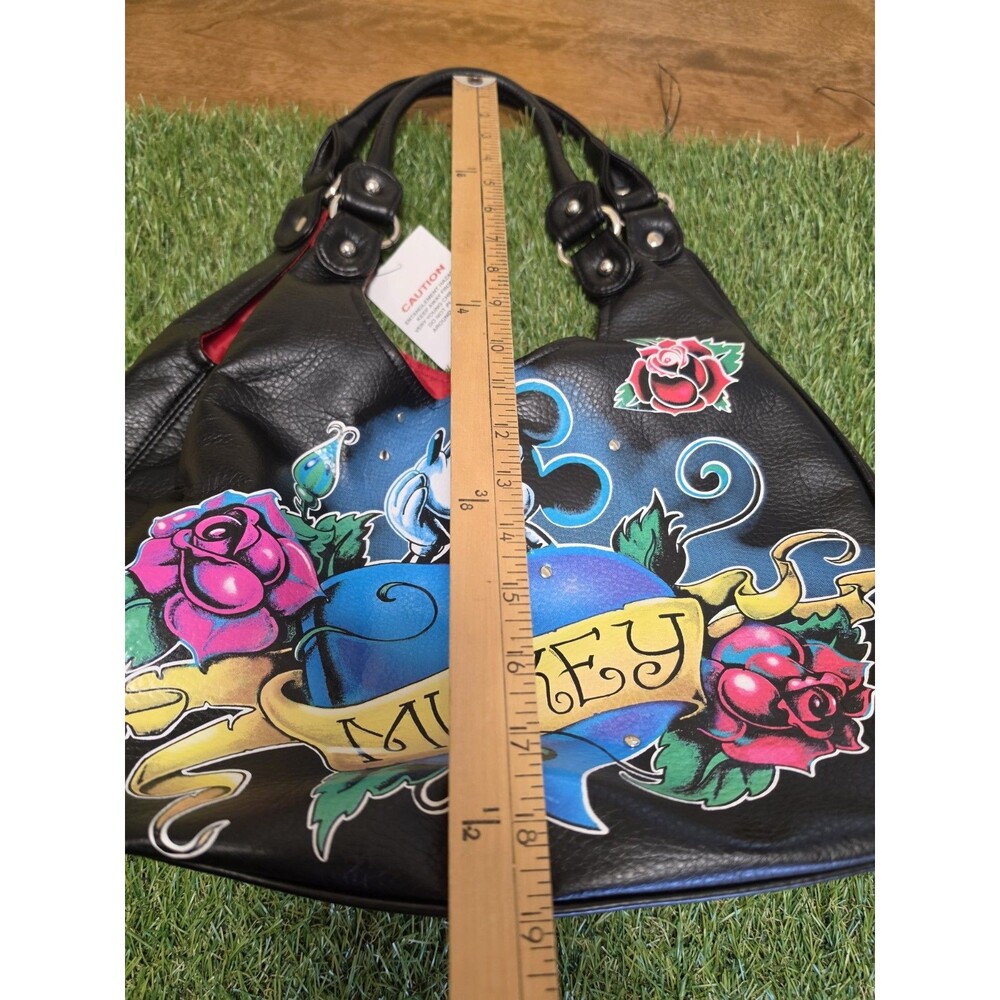 Mickey Mouse Tattoo Style Purse Y2K Punk Rock Shoulder Bag Black Red Lined NWT - Picture 11 of 16